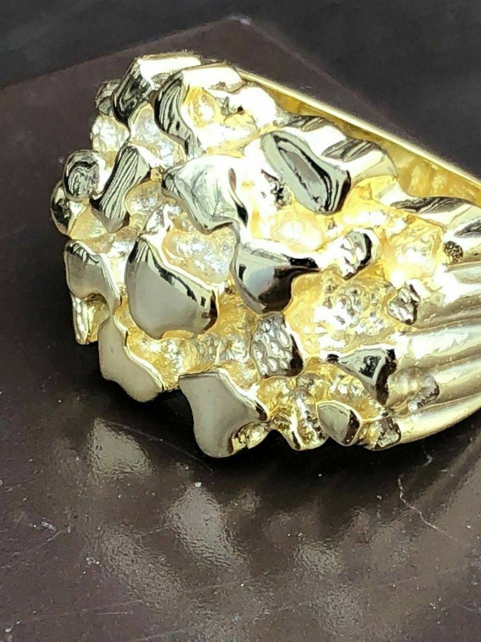 Italiano Silver, Inc Mens Solid 14k Yellow Gold Heavy Nugget Ring Size 7 8 9 10 11 12 13 12-14 Grams