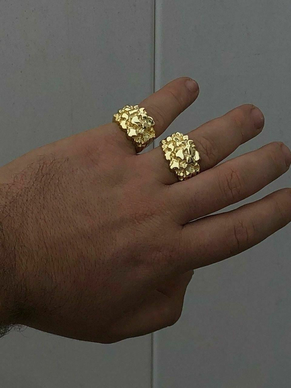 Italiano Silver, Inc Mens Solid 14k Yellow Gold Heavy Nugget Ring Size 7 8 9 10 11 12 13 12-14 Grams