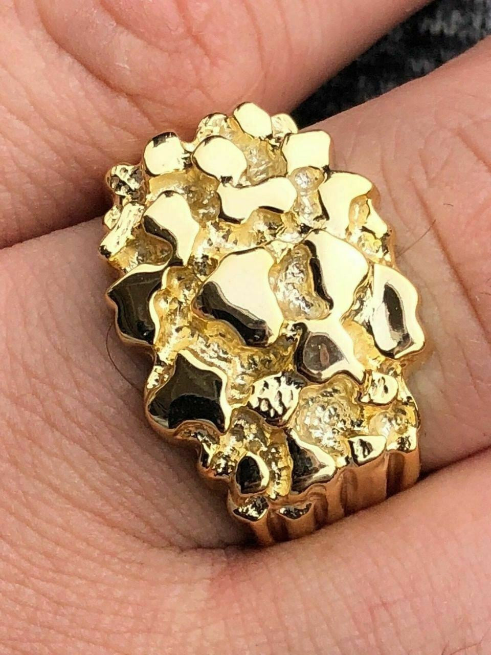 Italiano Silver, Inc Mens Solid 14k Yellow Gold Heavy Nugget Ring Size 7 8 9 10 11 12 13 12-14 Grams
