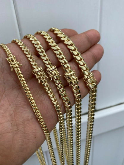 Italiano Silver, Inc Mens Solid 14k Yellow Gold Miami Cuban Link Chain Or Bracelet Box Lock Necklace