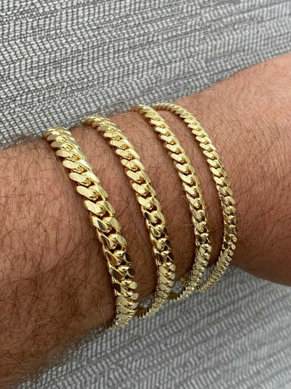 Italiano Silver, Inc Mens Solid 14k Yellow Gold Miami Cuban Link Chain Or Bracelet Box Lock Necklace