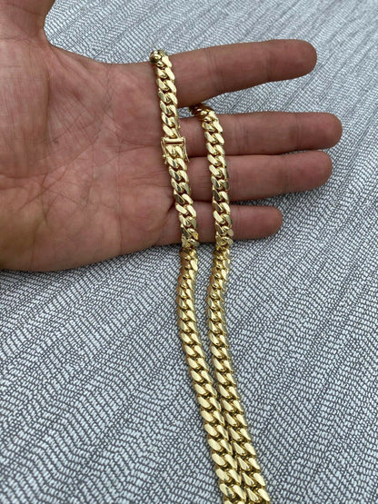 Italiano Silver, Inc Mens Solid 14k Yellow Gold Miami Cuban Link Chain Or Bracelet Box Lock Necklace