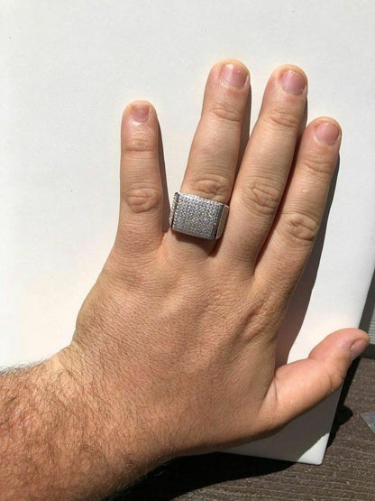 Italiano Silver, Inc Mens Solid 925 Silver MOISSANITE Pass Diamond Tester Square Pinky RING Hip Hop