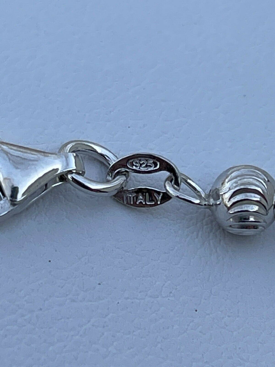 Italiano Silver, Inc Mens Solid 925 Sterling Silver Ball Moon Diamond Cut Bracelet 5mm Thick Beads