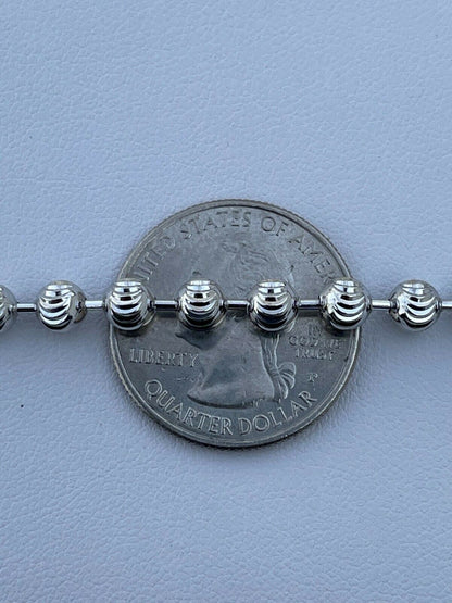Italiano Silver, Inc Mens Solid 925 Sterling Silver Ball Moon Diamond Cut Bracelet 5mm Thick Beads