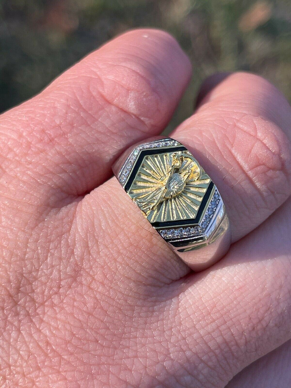 Italiano Silver, Inc Mens Solid 925 Sterling Silver Grim Reaper Santa Muerte Real Iced Hip Hop Ring