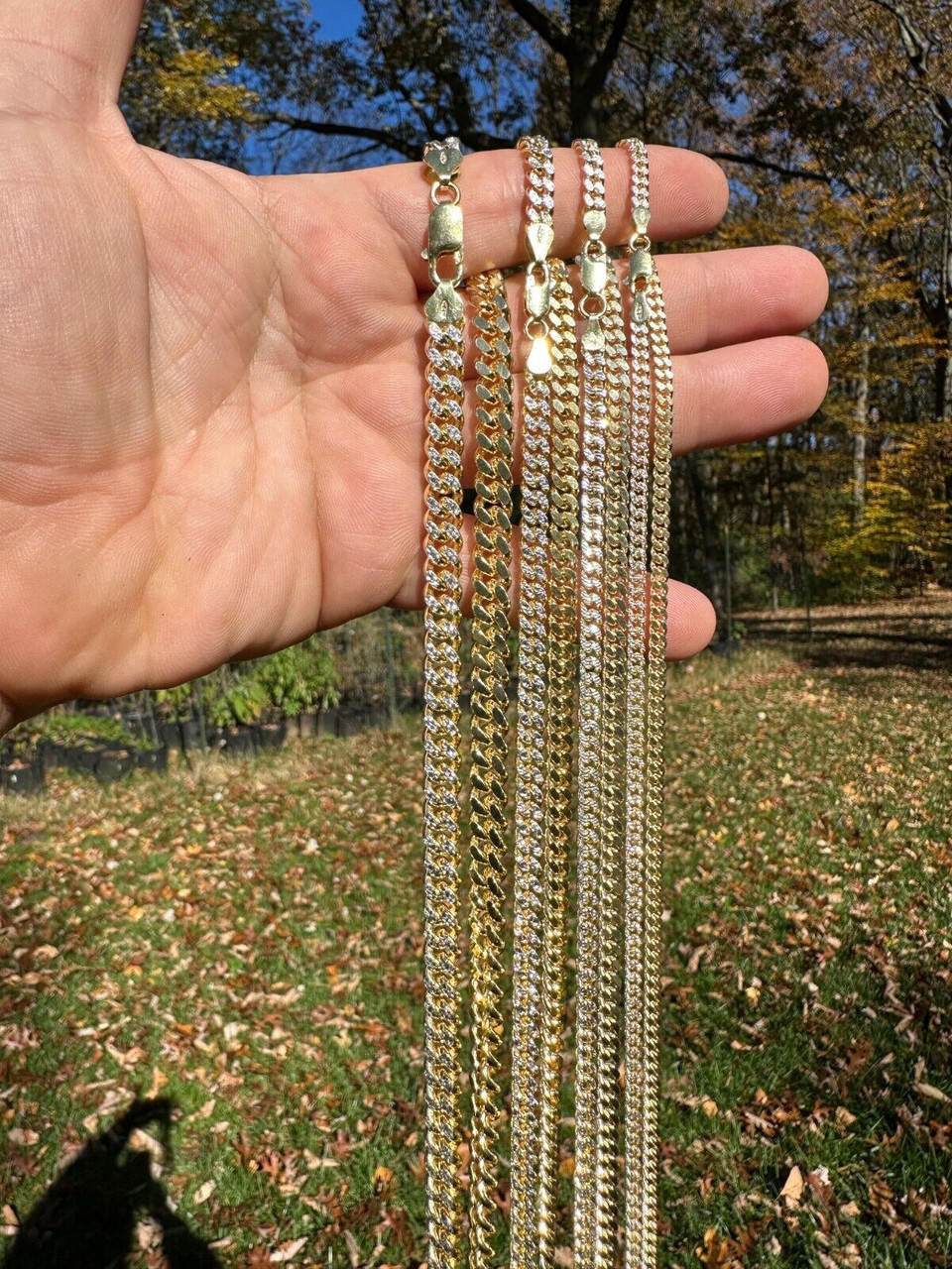 Italiano Silver, Inc. Miami Cuban Chain Bracelet Diamond Cut Two Tone 14k Gold Vermeil Real 925 Silver