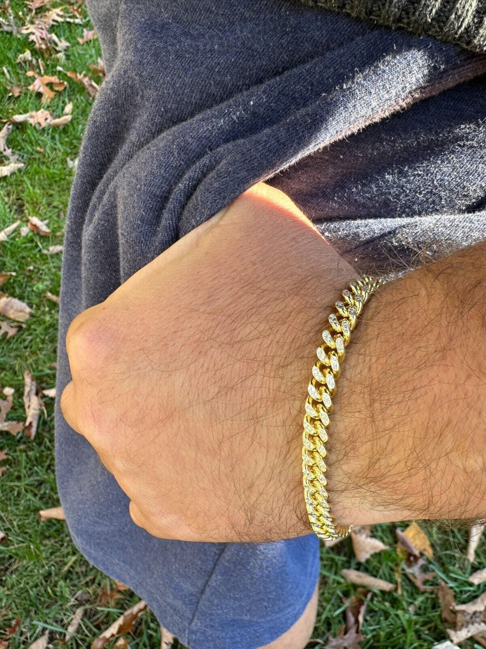 Italiano Silver, Inc. Miami Cuban Chain Bracelet Diamond Cut Two Tone 14k Gold Vermeil Real 925 Silver