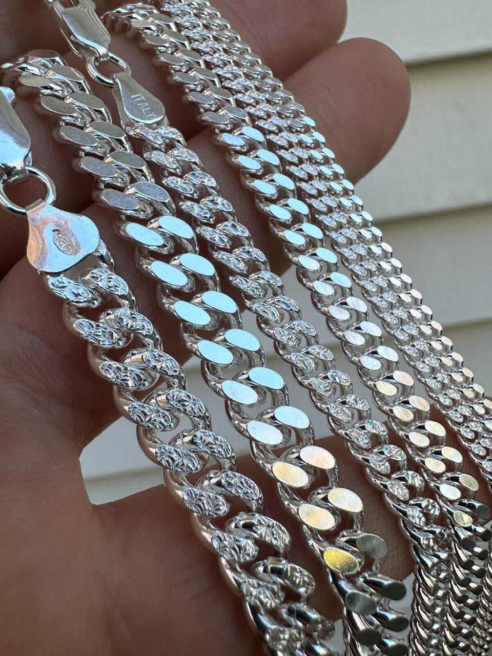 Miami Cuban Chain Diamond Cut Real 925 Sterling Silver Bracelet Miami Cuban Chain Diamond Cut Real 925 Sterling Silver Bracelet