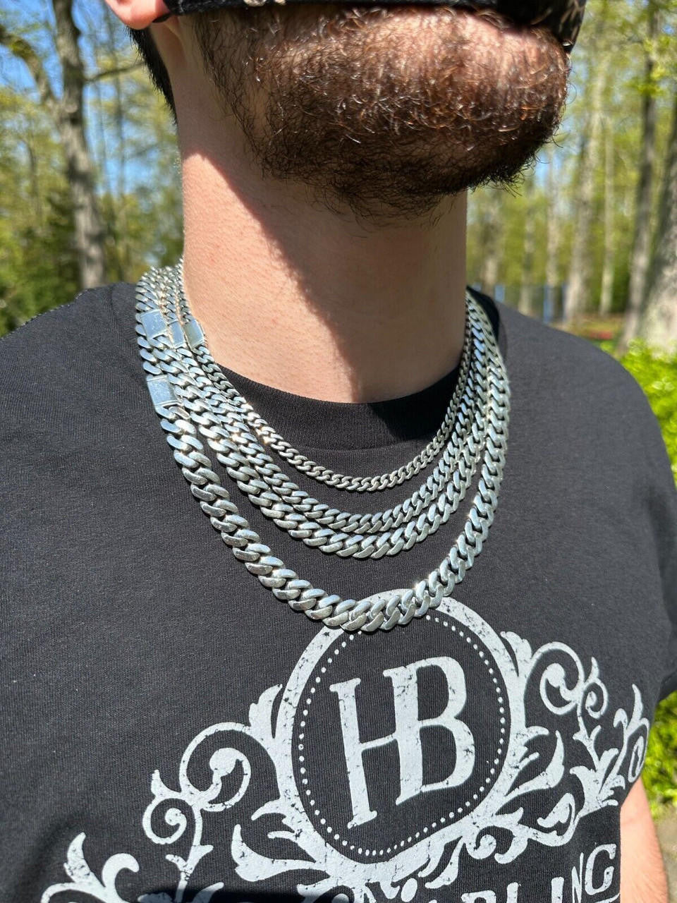 Italiano Silver, Inc. Miami Cuban Link Chain Necklace / Bracelet Real 925 Silver Rhodium Plated 6-12mm