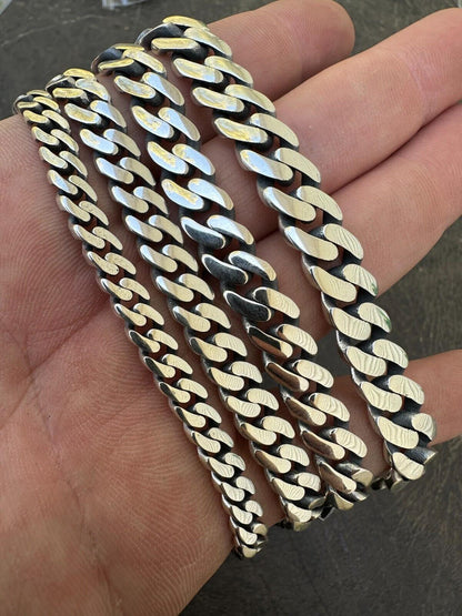 Italiano Silver, Inc. Miami Cuban Link Chain Necklace / Bracelet Real 925 Silver Rhodium Plated 6-12mm