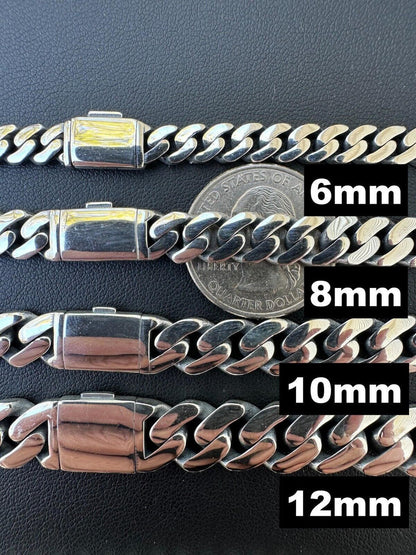 Italiano Silver, Inc. Miami Cuban Link Chain Necklace Real 925 Sterling Silver Sleek Box Clasp 6-12mm