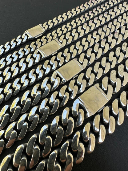 Italiano Silver, Inc. Miami Cuban Link Chain Necklace Real 925 Sterling Silver Sleek Box Clasp 6-12mm