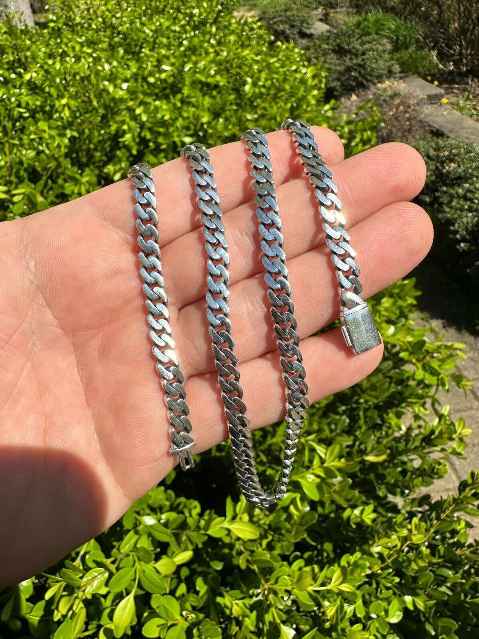 Italiano Silver, Inc. Miami Cuban Link Chain Necklace Real 925 Sterling Silver Sleek Box Clasp 6-12mm