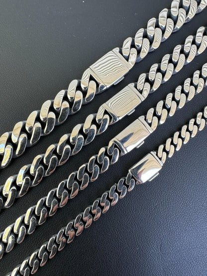 Italiano Silver, Inc. Miami Cuban Link Chain Necklace Real 925 Sterling Silver Sleek Box Clasp 6-12mm