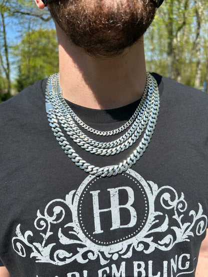 Italiano Silver, Inc. Miami Cuban Link Chain Necklace Real 925 Sterling Silver Sleek Box Clasp 6-12mm