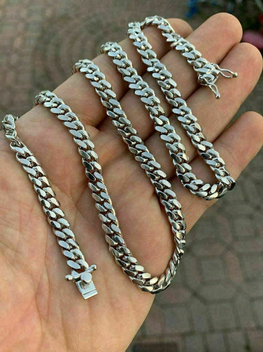 Italiano Silver, Inc Miami Cuban Link Chain Real Solid 925 Silver ITALY Heavy 6mm 18-30 Box Lock