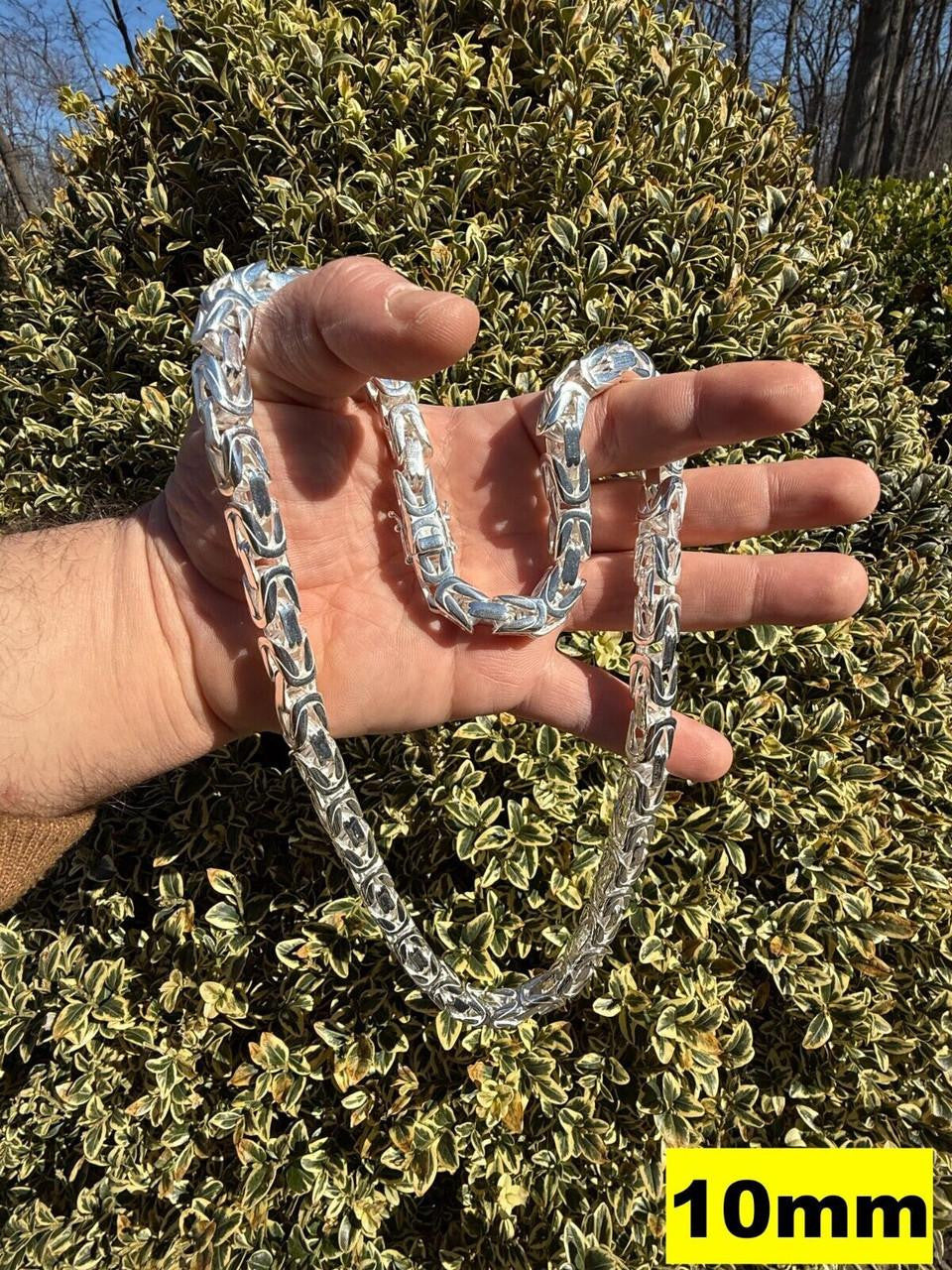 Italiano Silver, Inc. Modern Byzantine Link Chain Necklace W. Box Lock - 925 Sterling Silver - 18"-28" - 5mm-10mm