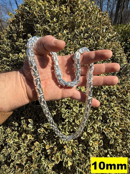 Italiano Silver, Inc. Modern Byzantine Link Chain Necklace W. Box Lock - 925 Sterling Silver - 18"-28" - 5mm-10mm