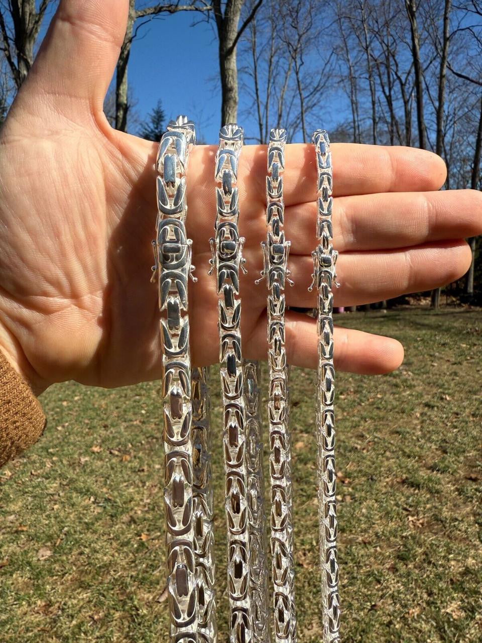 Italiano Silver, Inc. Modern Byzantine Link Chain Necklace W. Box Lock - 925 Sterling Silver - 18"-28" - 5mm-10mm