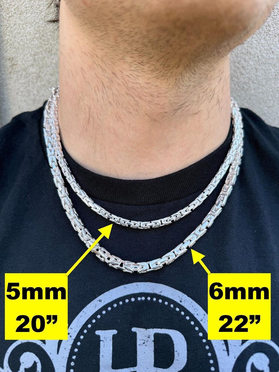 Italiano Silver, Inc. Modern Byzantine Link Chain Necklace W. Box Lock - 925 Sterling Silver - 18"-28" - 5mm-10mm