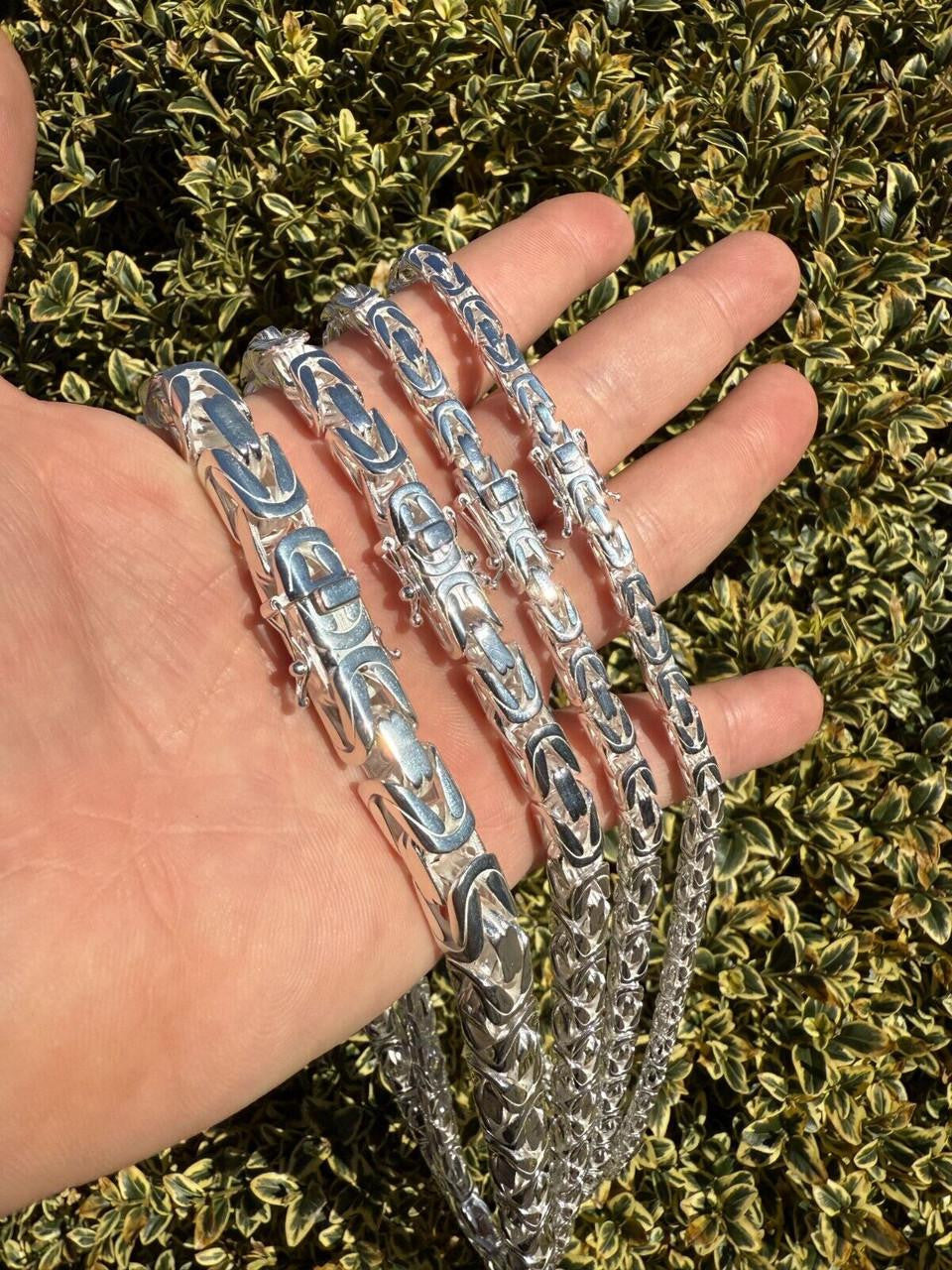 Italiano Silver, Inc. Modern Byzantine Link Chain Necklace W. Box Lock - 925 Sterling Silver - 18"-28" - 5mm-10mm