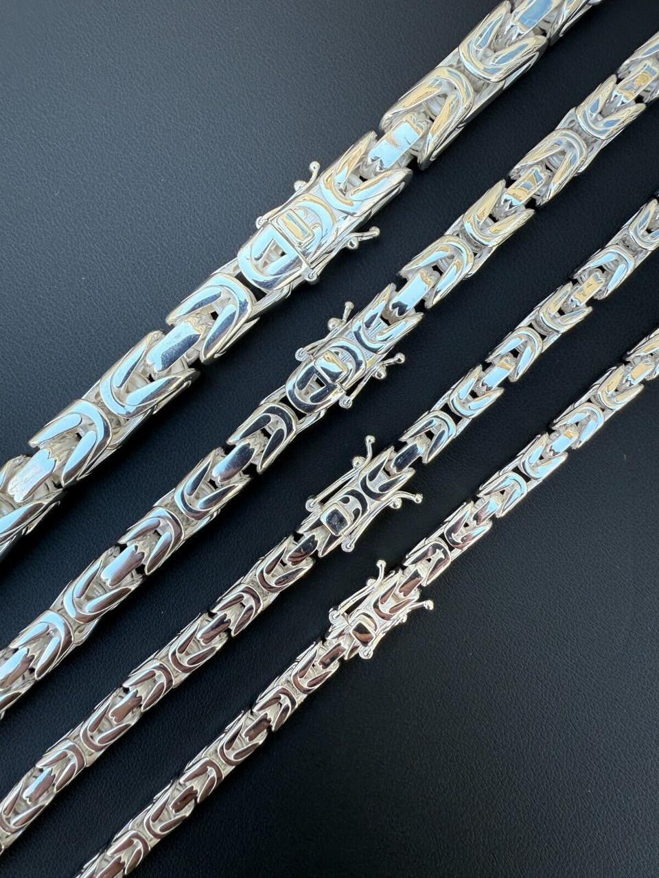 Italiano Silver, Inc. Modern Byzantine Link Chain Necklace W. Box Lock - 925 Sterling Silver - 18"-28" - 5mm-10mm