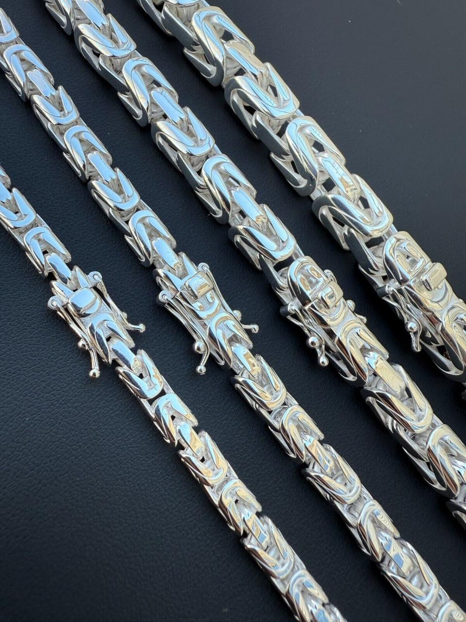 Italiano Silver, Inc. Modern Byzantine Link Chain Necklace W. Box Lock - 925 Sterling Silver - 18"-28" - 5mm-10mm