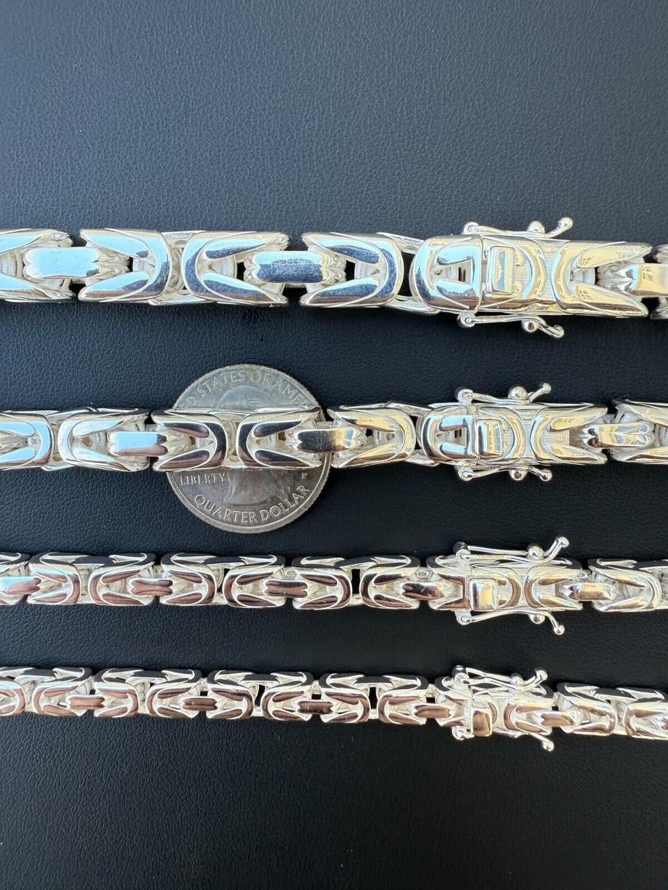 Italiano Silver, Inc. Modern Byzantine Link Chain Necklace W. Box Lock - 925 Sterling Silver - 18"-28" - 5mm-10mm