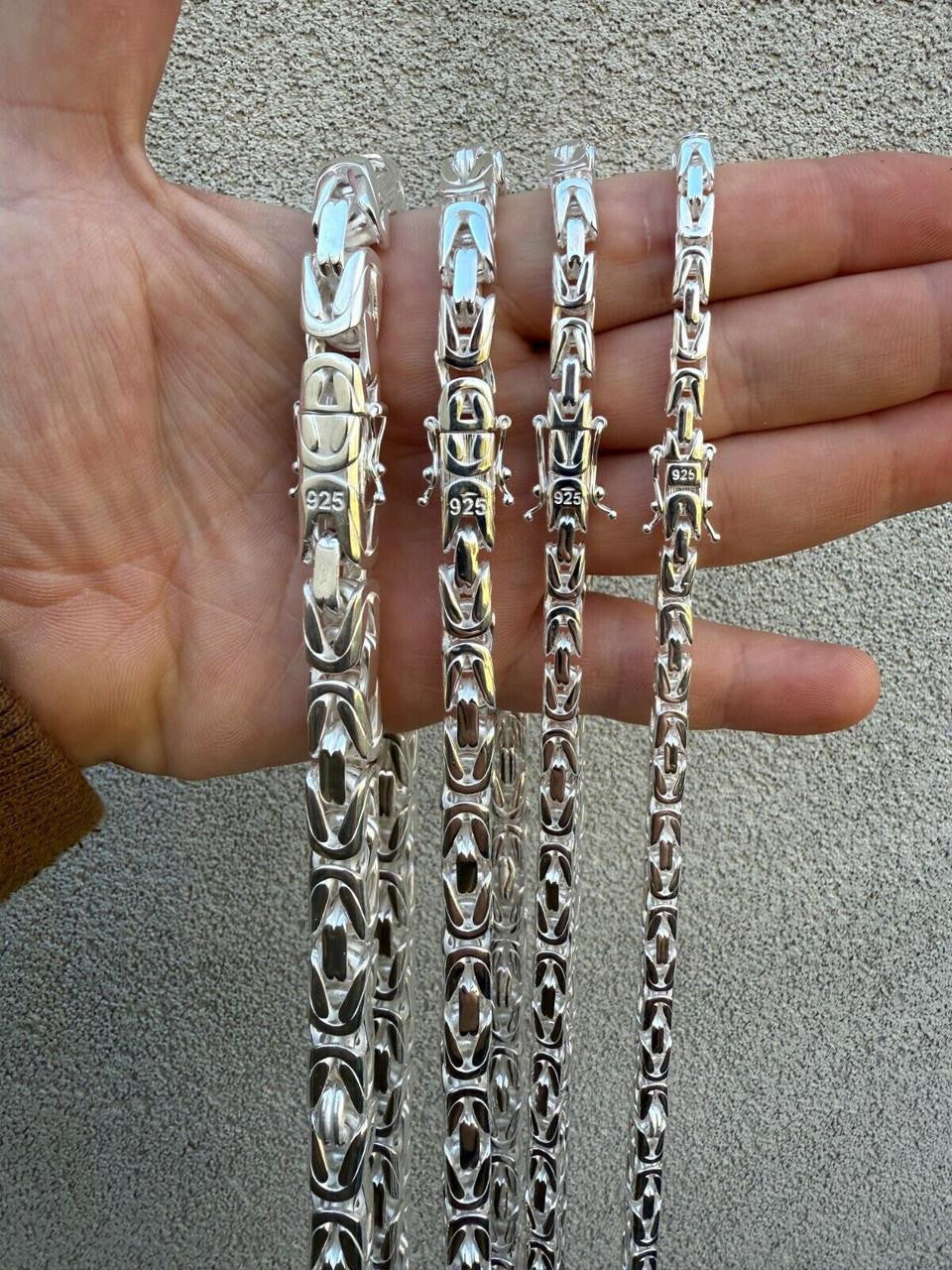 Italiano Silver, Inc. Modern Byzantine Link Chain Necklace W. Box Lock - 925 Sterling Silver - 18"-28" - 5mm-10mm