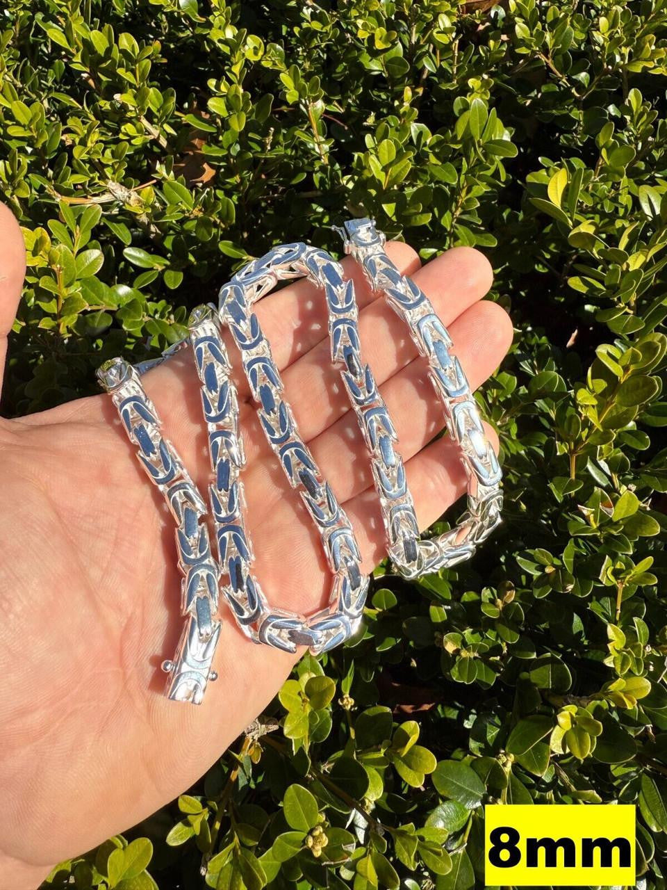 Italiano Silver, Inc. Modern Byzantine Link Chain Necklace W. Box Lock - 925 Sterling Silver - 18"-28" - 5mm-10mm