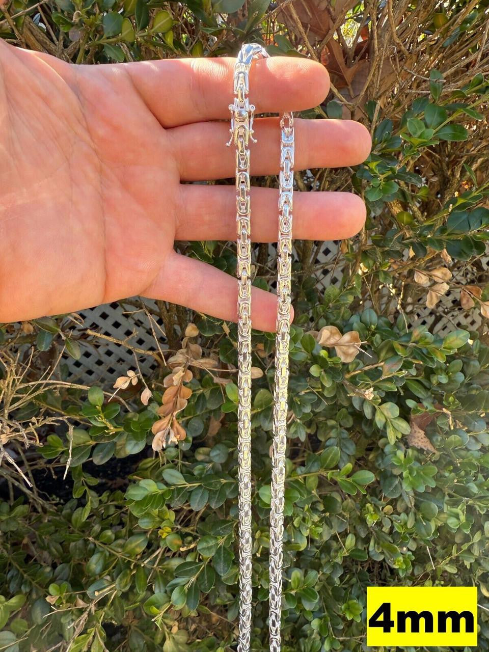 Italiano Silver, Inc. Modern Byzantine Link Chain Necklace W. Box Lock - 925 Sterling Silver - 18"-28" - 5mm-10mm