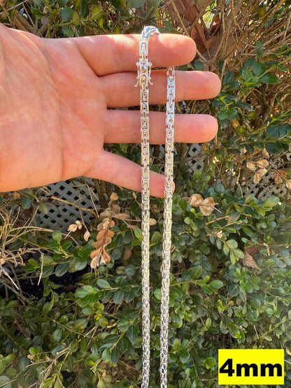 Italiano Silver, Inc. Modern Byzantine Link Chain Necklace W. Box Lock - 925 Sterling Silver - 18"-28" - 5mm-10mm