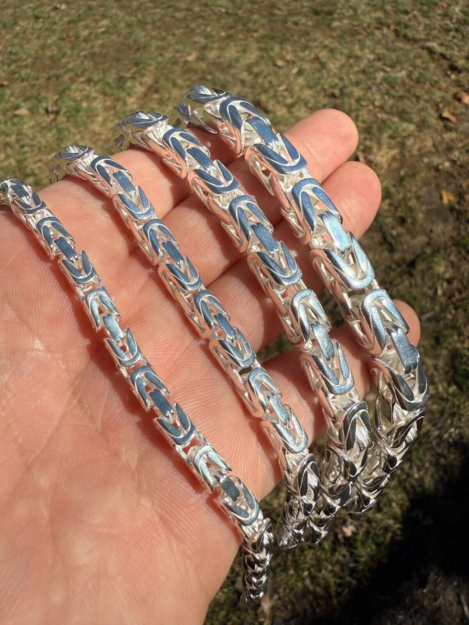 Italiano Silver, Inc. Modern Byzantine Link Chain Necklace W. Box Lock - 925 Sterling Silver - 18"-28" - 5mm-10mm