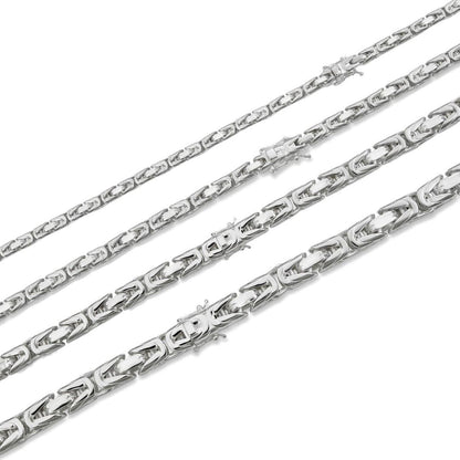 Italiano Silver, Inc. Modern Byzantine Link Chain Necklace W. Box Lock - 925 Sterling Silver - 18"-28" - 5mm-10mm