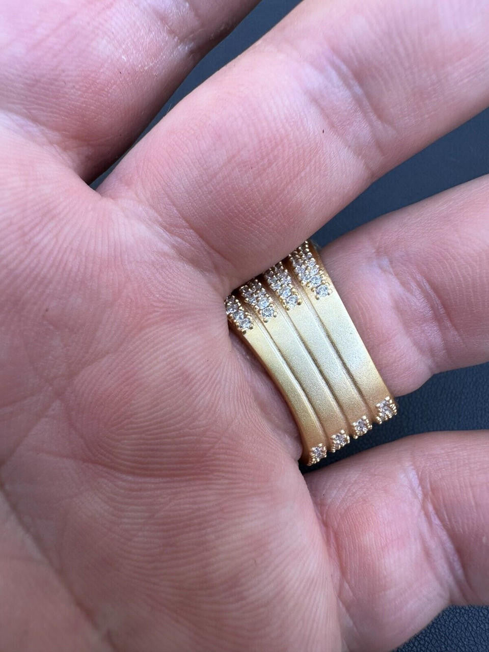 Italiano Silver, Inc. MOISSANITE Iced HEAVY Death Skull Ring Matte Real 14k Gold Over 925 Silver