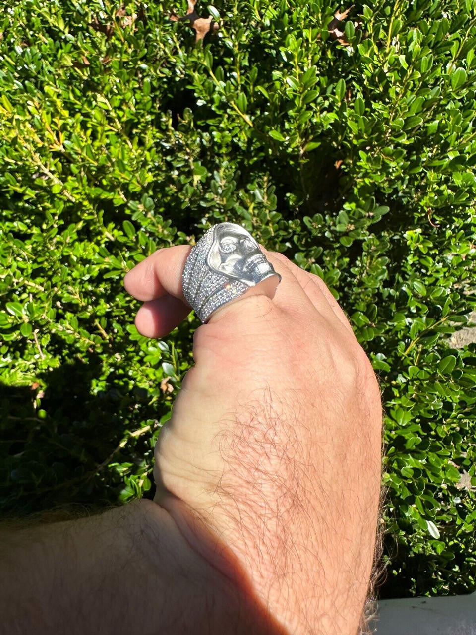 Italiano Silver, Inc. MOISSANITE Iced HEAVY Death Skull Ring Mens Real Solid Matte Finish 925 Silver