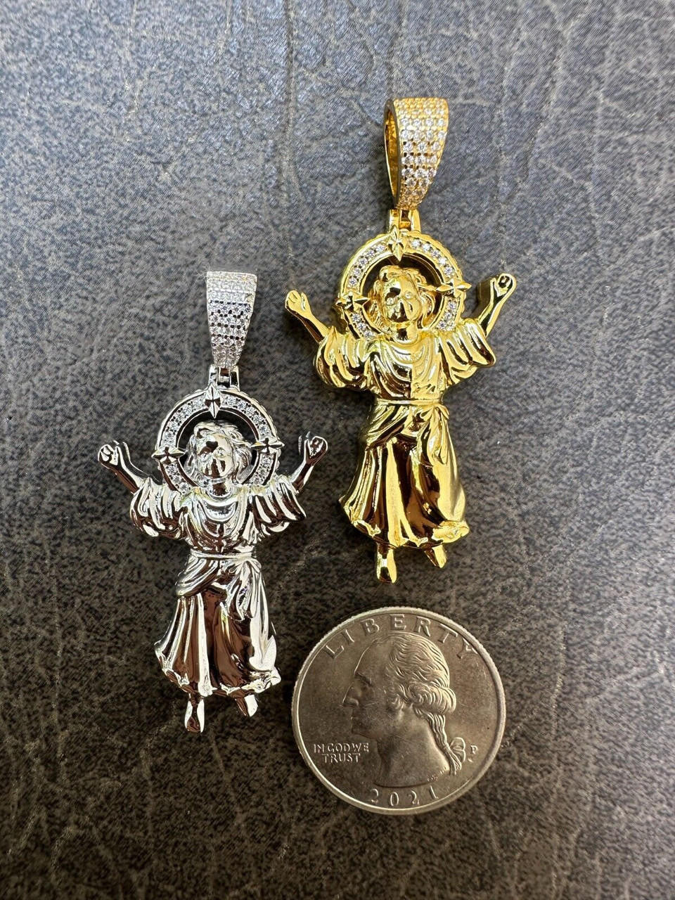 Italiano Silver, Inc. MOISSANITE Iced Santo Niño de Atocha Baby Jesus Pendant Necklace Real 925 Silver