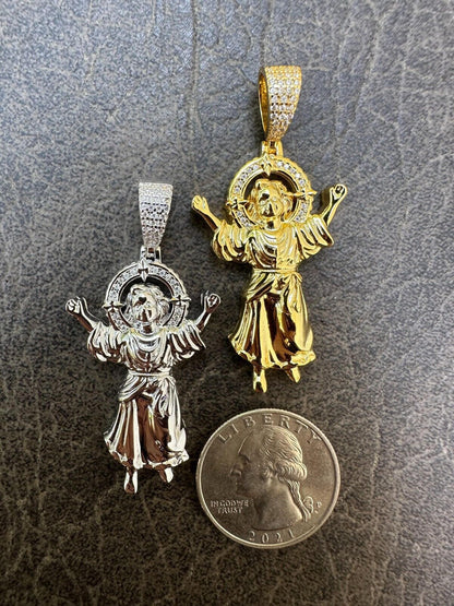 Italiano Silver, Inc. MOISSANITE Iced Santo Niño de Atocha Baby Jesus Pendant Necklace Real 925 Silver