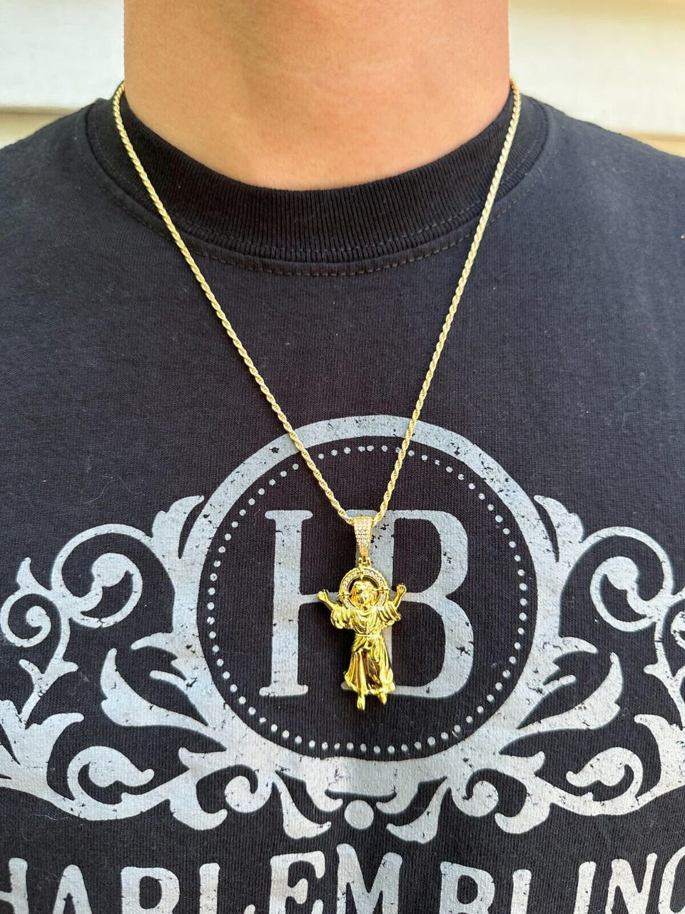 Italiano Silver, Inc. MOISSANITE Iced Santo Niño de Atocha Baby Jesus Pendant Necklace Real 925 Silver