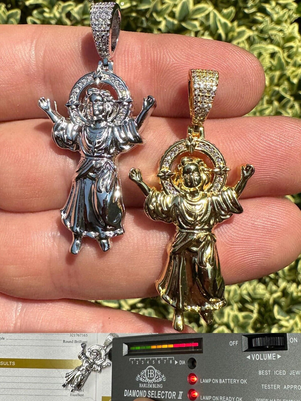 Italiano Silver, Inc. MOISSANITE Iced Santo Niño de Atocha Baby Jesus Pendant Necklace Real 925 Silver