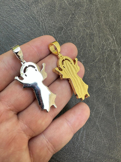 Italiano Silver, Inc. MOISSANITE Iced Santo Niño de Atocha Baby Jesus Pendant Necklace Real 925 Silver