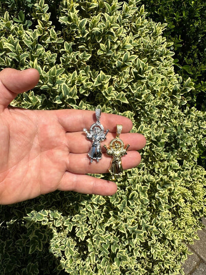 Italiano Silver, Inc. MOISSANITE Iced Santo Niño de Atocha Baby Jesus Pendant Necklace Real 925 Silver