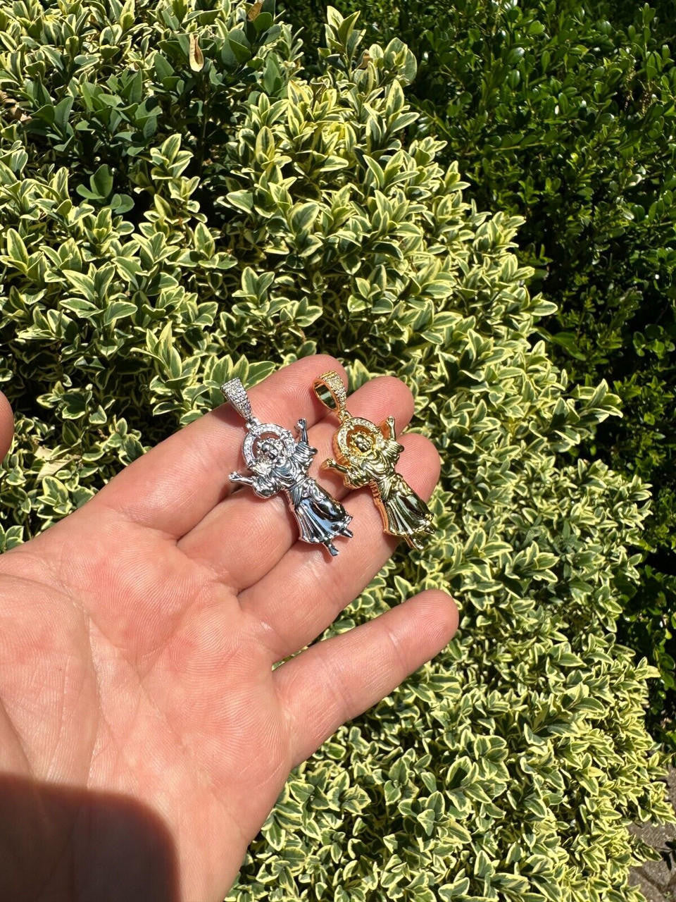 Italiano Silver, Inc. MOISSANITE Iced Santo Niño de Atocha Baby Jesus Pendant Necklace Real 925 Silver