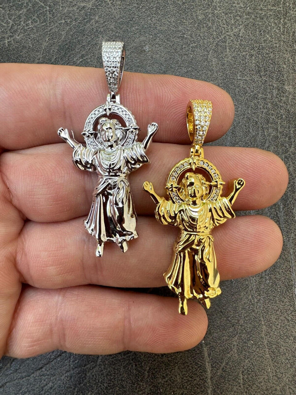 Italiano Silver, Inc. MOISSANITE Iced Santo Niño de Atocha Baby Jesus Pendant Necklace Real 925 Silver