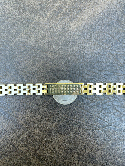 Italiano Silver, Inc MOISSANITE Presidential ID Bracelet 14k Gold Vermeil Real 925 Silver Iced HipHop