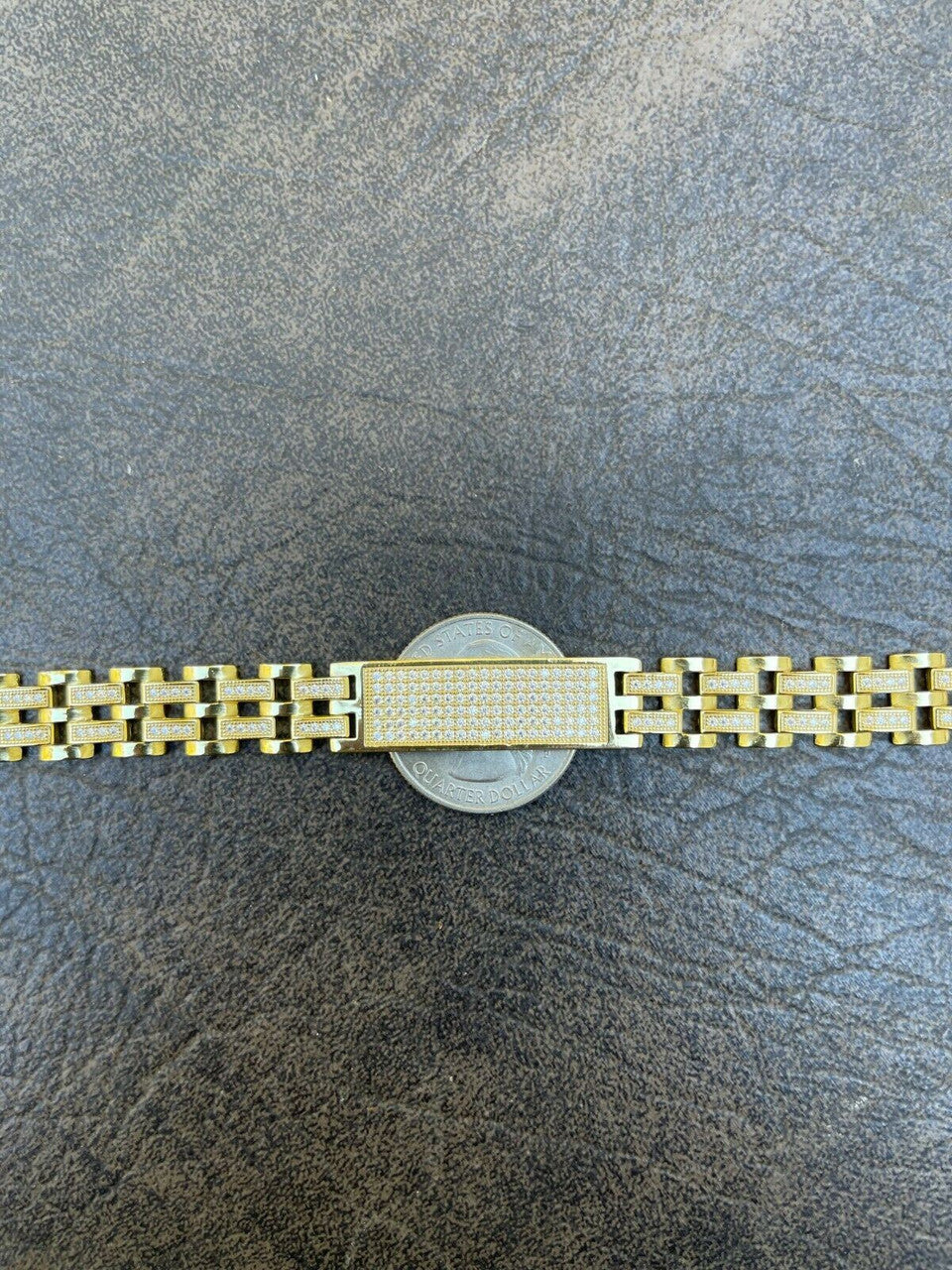 Italiano Silver, Inc MOISSANITE Presidential ID Bracelet 14k Gold Vermeil Real 925 Silver Iced HipHop