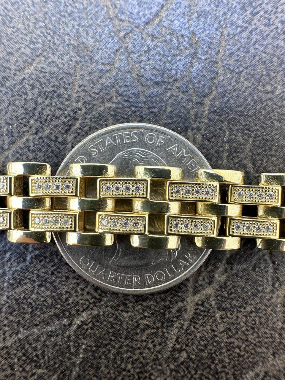 Italiano Silver, Inc. MOISSANITE Presidential ID Panther Bracelet 14k Gold Plated Real 925 Silver Iced