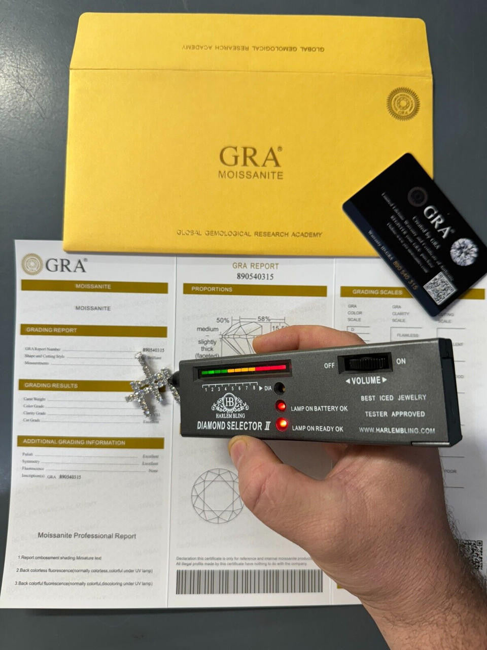 Italiano Silver, Inc. Moissanite Solid 925 Silver/Gold Plated Three Triple Cross Pendant Necklace Iced