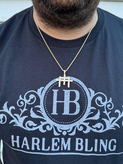 Italiano Silver, Inc. Moissanite Solid 925 Silver/Gold Plated Three Triple Cross Pendant Necklace Iced